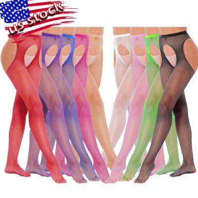 US Women's Hollowing Fishnet Stockings Open Crotch Backless Tights Pantyhose